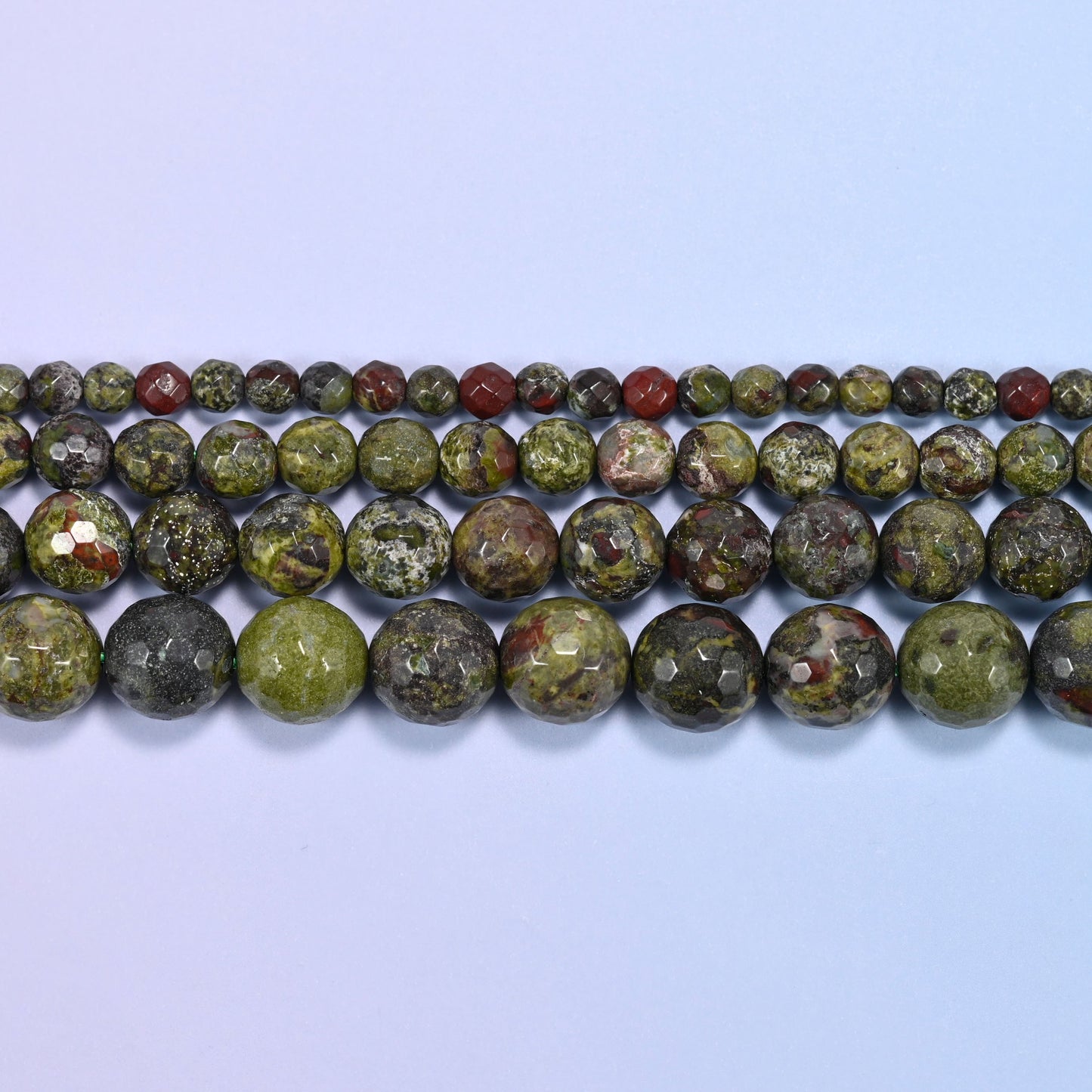 Dragon Bloodstone Faceted Round Beads: Jewelry Making, 15 Inch Strand