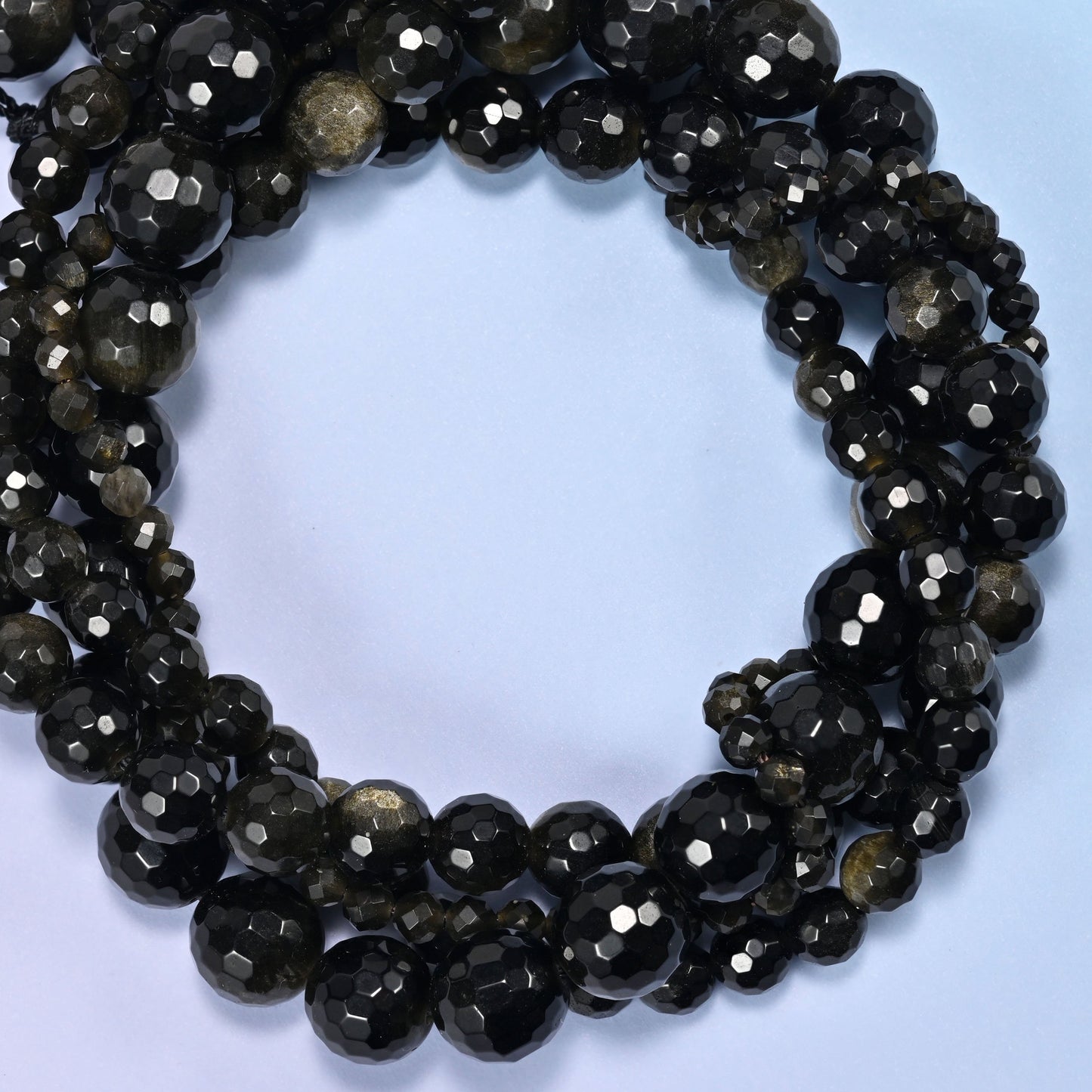 Gold Obsidian Faceted Round Beads: Jewelry Making, 15 Inch Strand