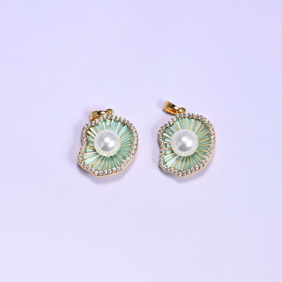 Shell Pearl Zircon Charms: 18K Gold Filled Pendants, Jewelry Making Supply