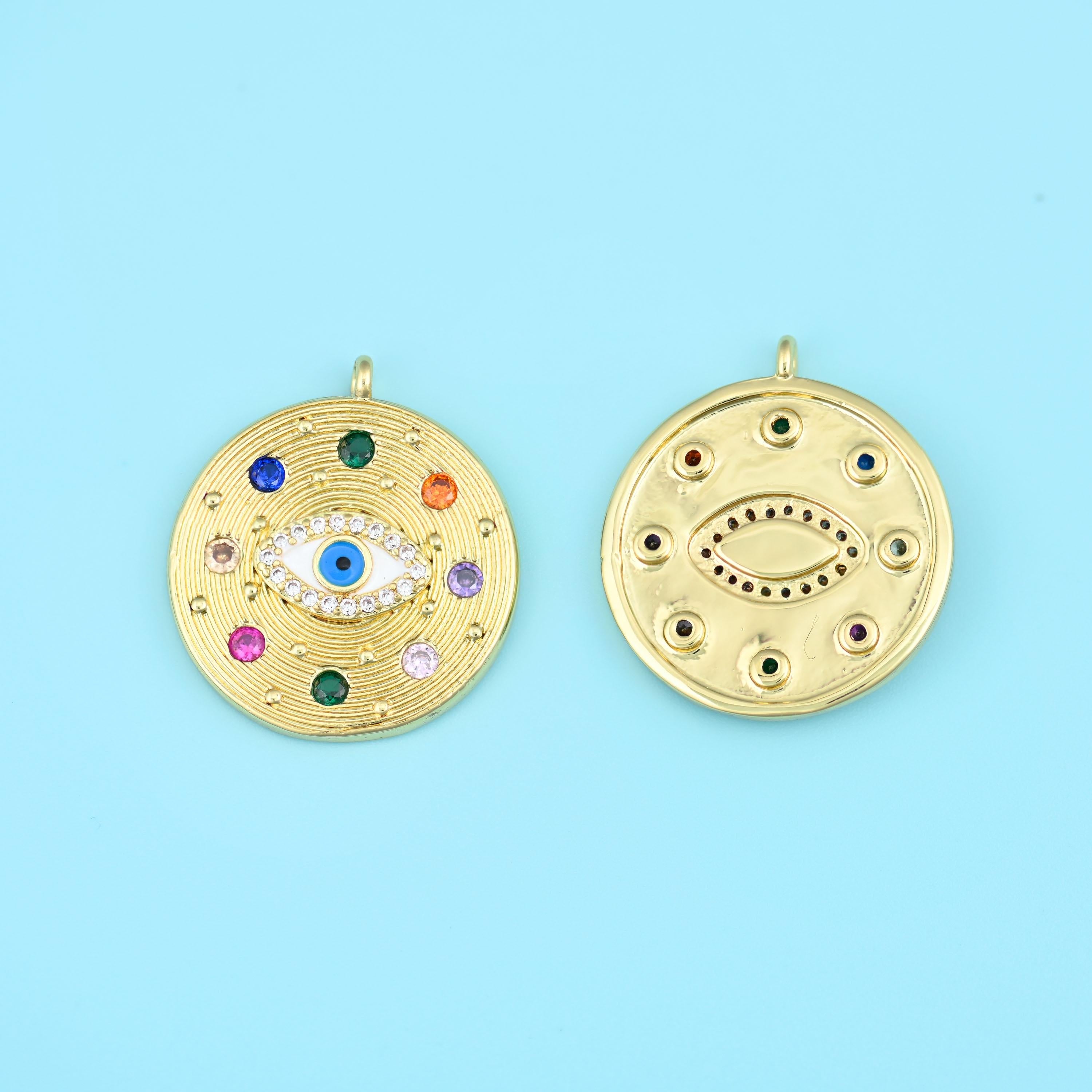 Round medallion cut brass, 18k gold filled beads
