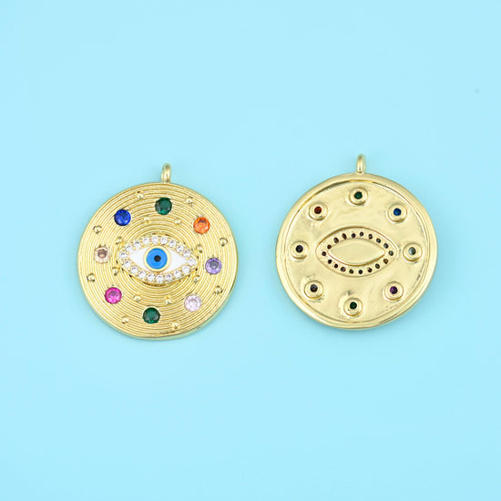 Round medallion cut brass, 18k gold filled beads