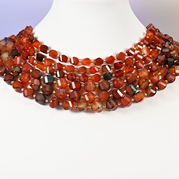 Red Agate beads, spiral twist shape, 8mm and 10mm