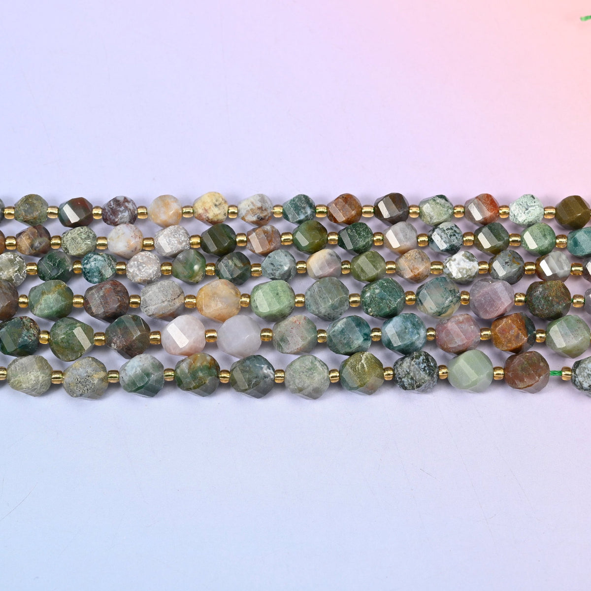 Indian Agate beads in moss and forest green, dove grey, cream and warm tan