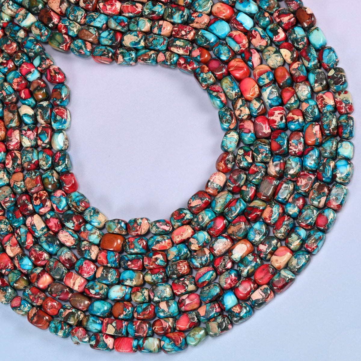 Red Dyed Sea Sediment Jasper Nugget Beads, approximately 50 beads per strand