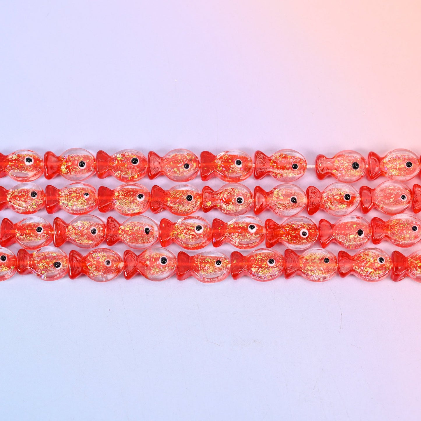 Iridescent Red Fish Glass Beads: Jewelry Making Supply