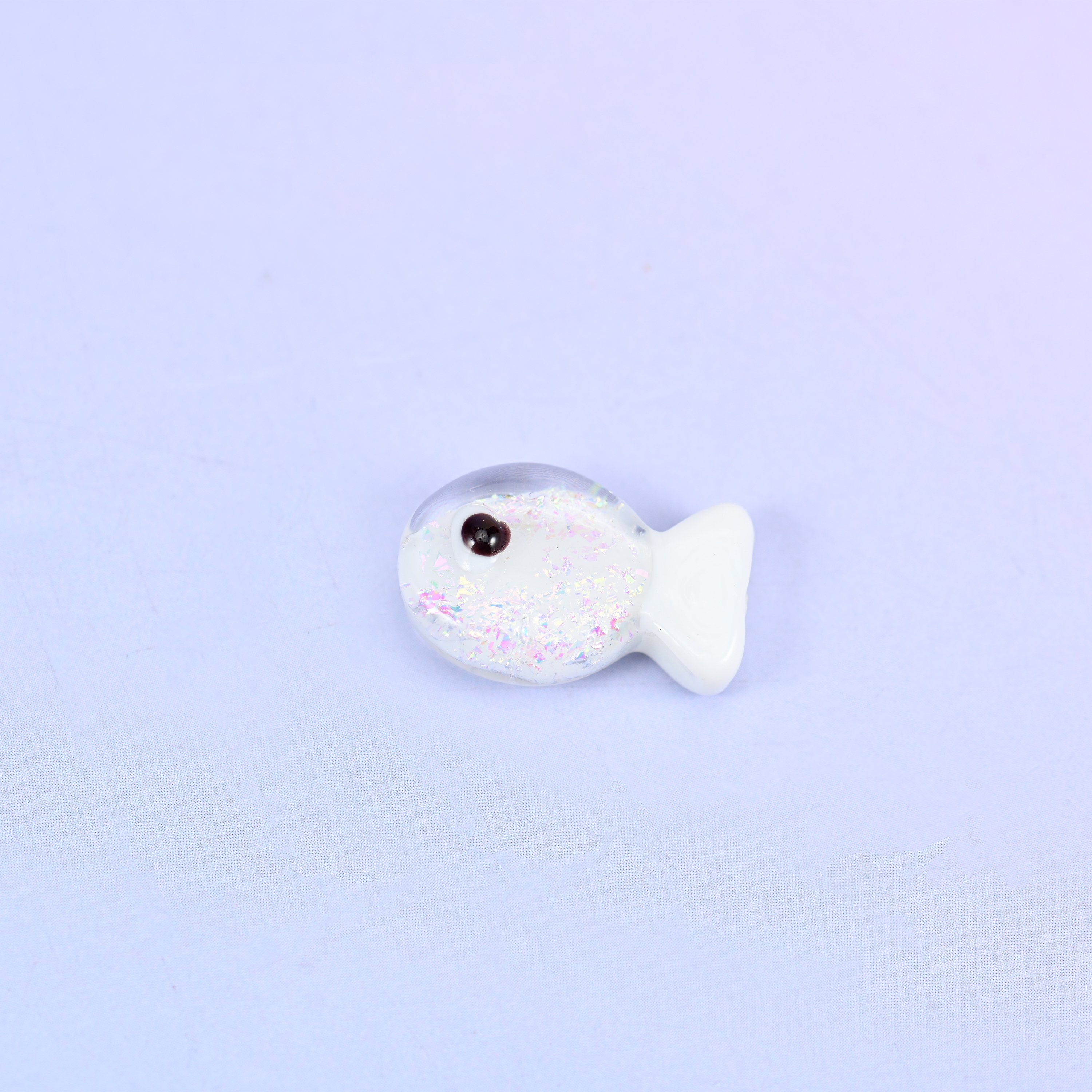 Iridescent White Fish Glass Beads: Jewelry Making Supply