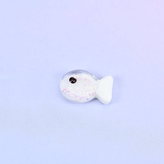 Iridescent White Fish Glass Beads: Jewelry Making Supply
