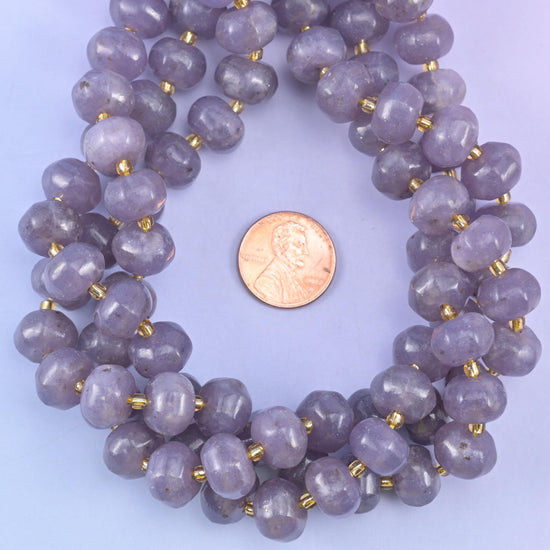 Lepidolite Pumpkin Rondelle Beads Jewelry Making Size 12x8mm 15" Strand