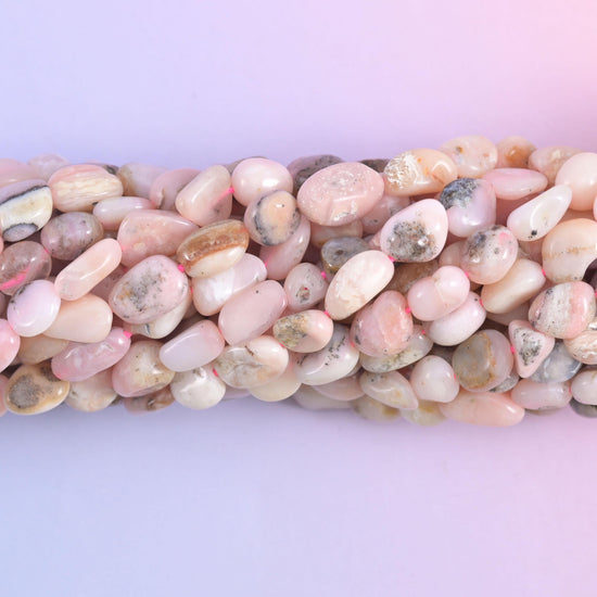 Tumbled pebble nugget cut Pink Opal beads