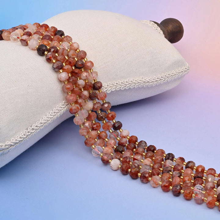 Red Hematoid Quartz Faceted Rondelle Beads