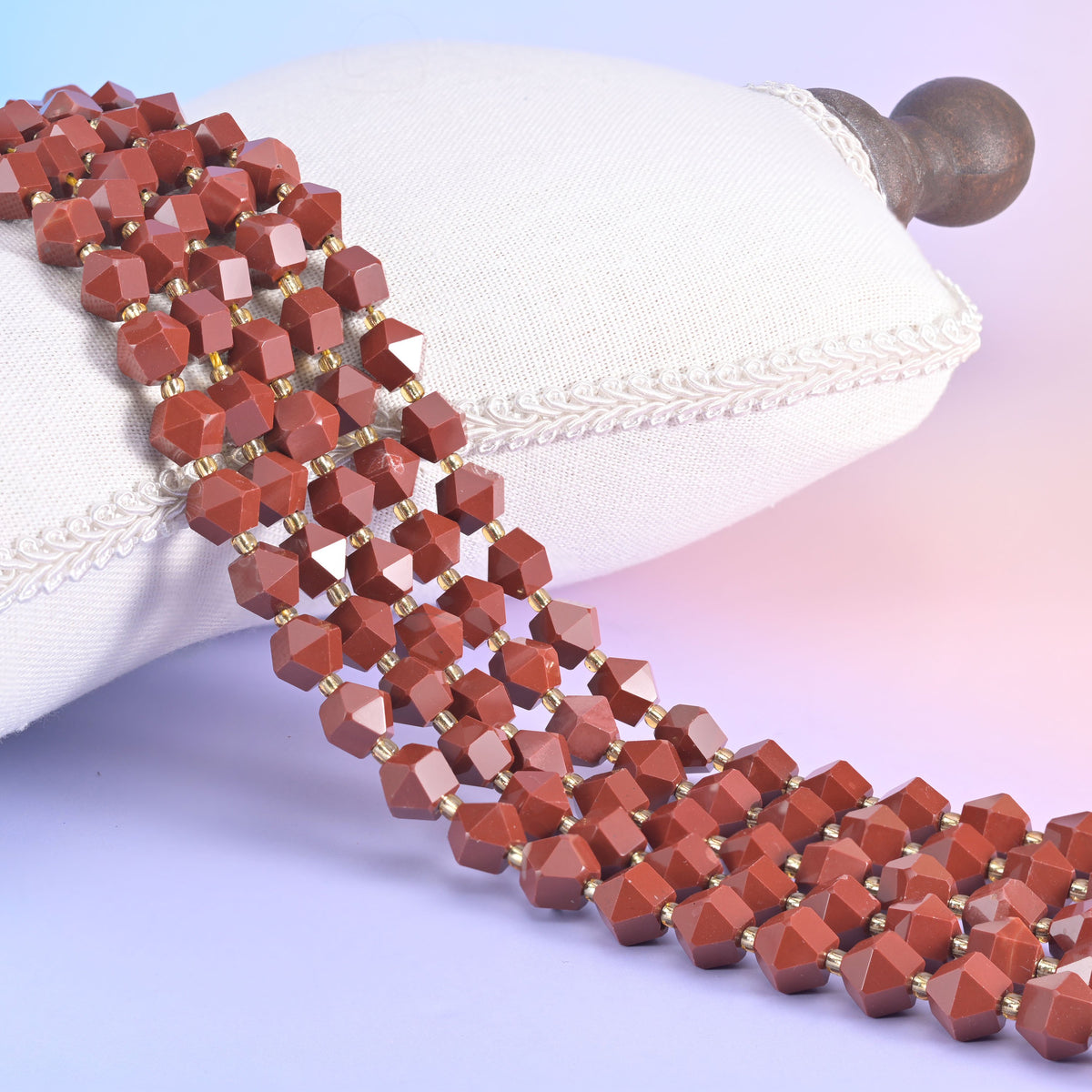 Diamond Rhombus Gemstone Beads, jaspers and agates run from near-plain to heavily banded.