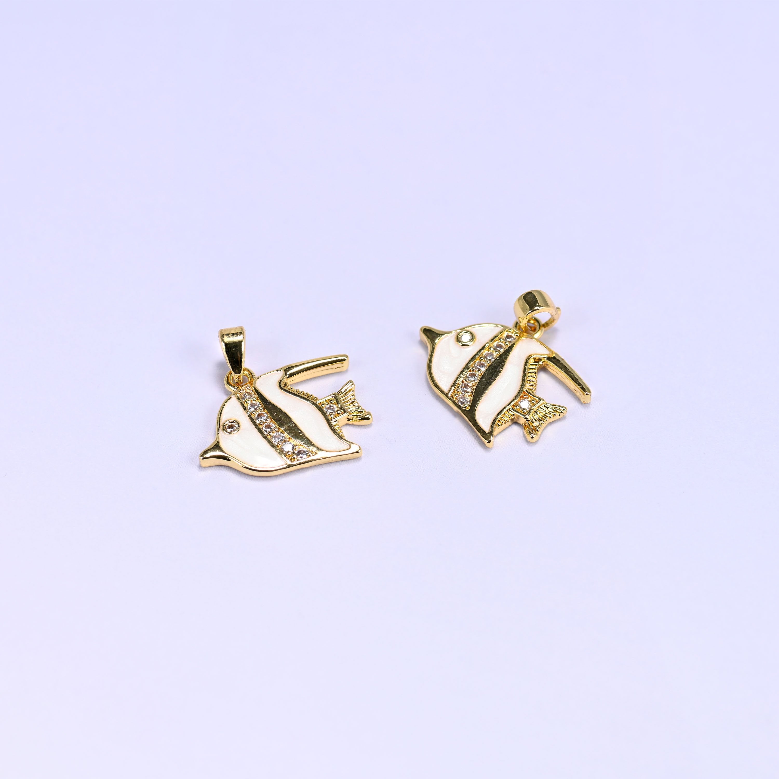 White Tropical Fish Zircon Charms, sold individually