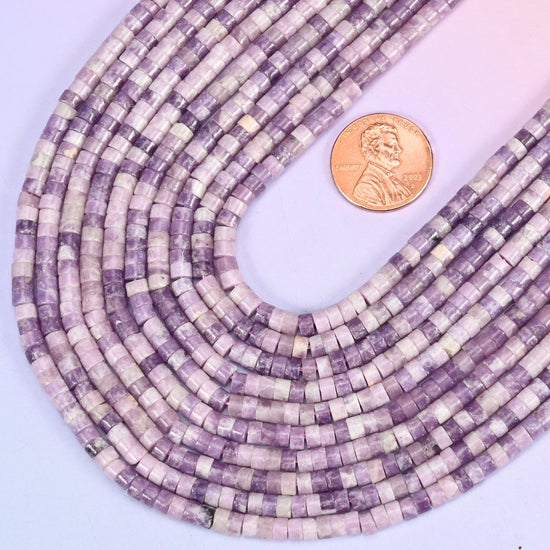 Lepidolite Smooth Heishi Disc Beads: Jewelry Making Supply, 15.5 Inch Strand