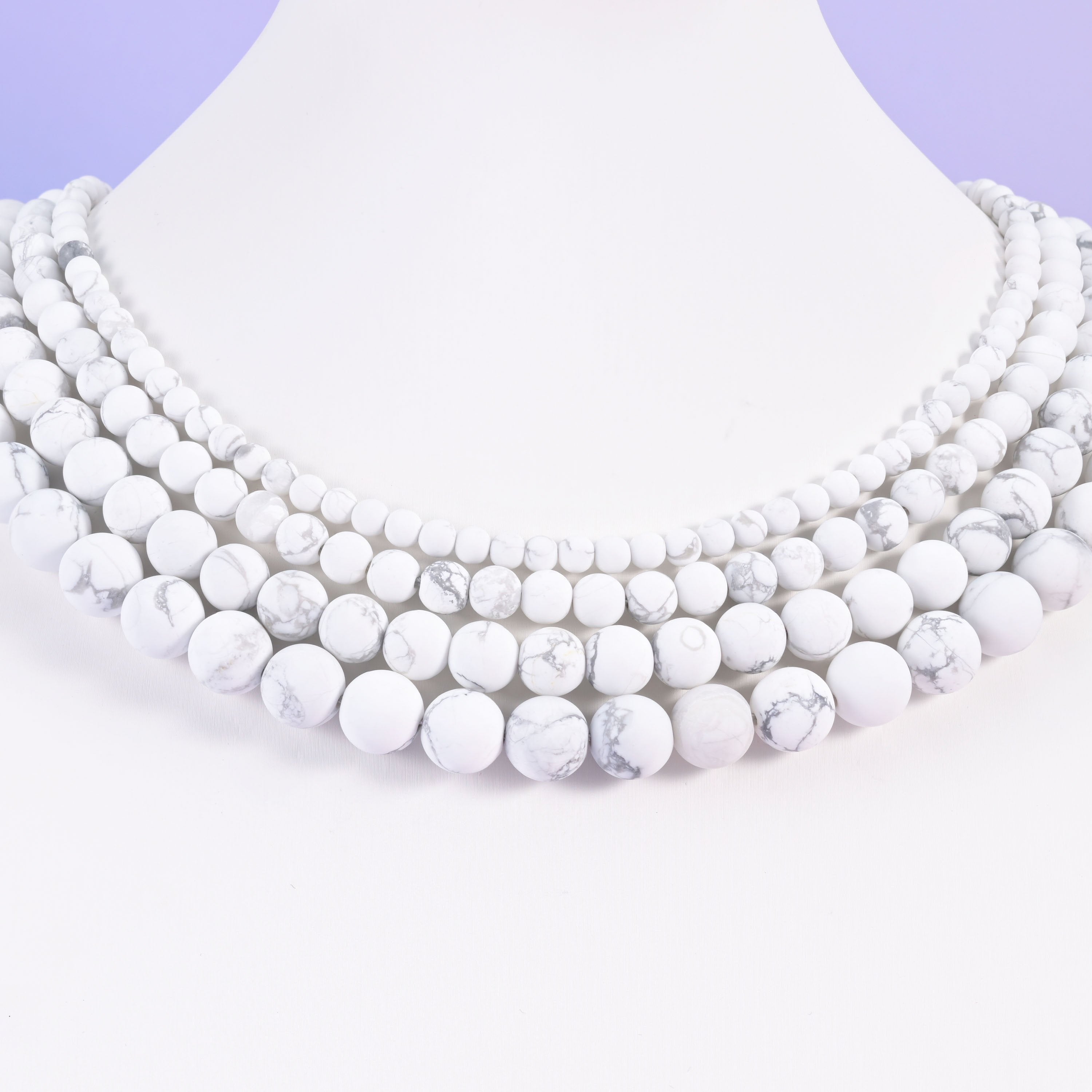 White howlite beads, matte round, 4mm 6mm 8mm 10mm