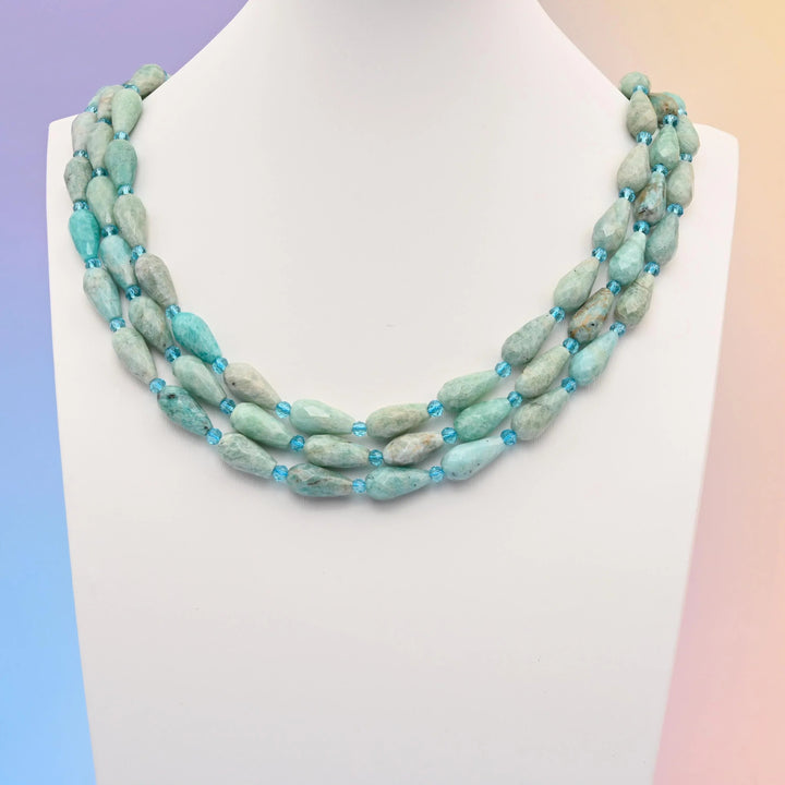 Amazonite faceted teardrop beads, 16x8mm.