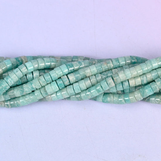 Blue Amazonite Smooth Heishi Disc Beads: Jewelry Making Supply, 15.5 Inch Strand