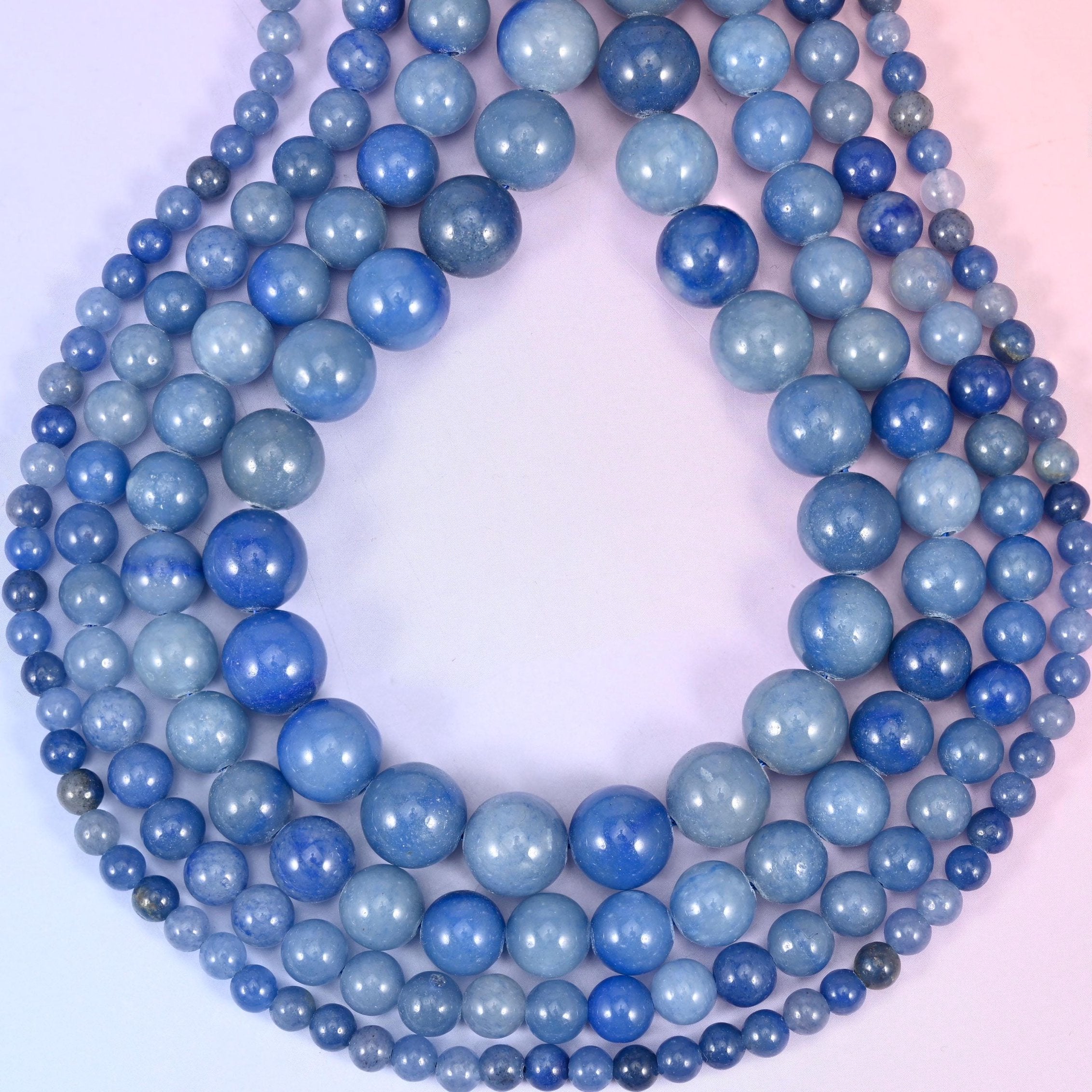 Denim Blue Aventurine Smooth Round Beads 4mm 6mm 8mm 10mm 12mm, hole approximately 1.0mm, +/- 0.2mm, centre drilled