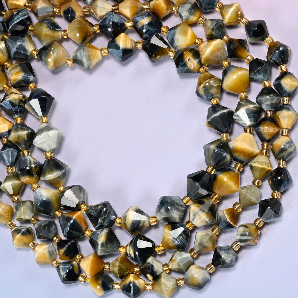 Dream Tiger Eye Bicone Beads 8mm 10mm Jewelry Making 15 Inch Strand