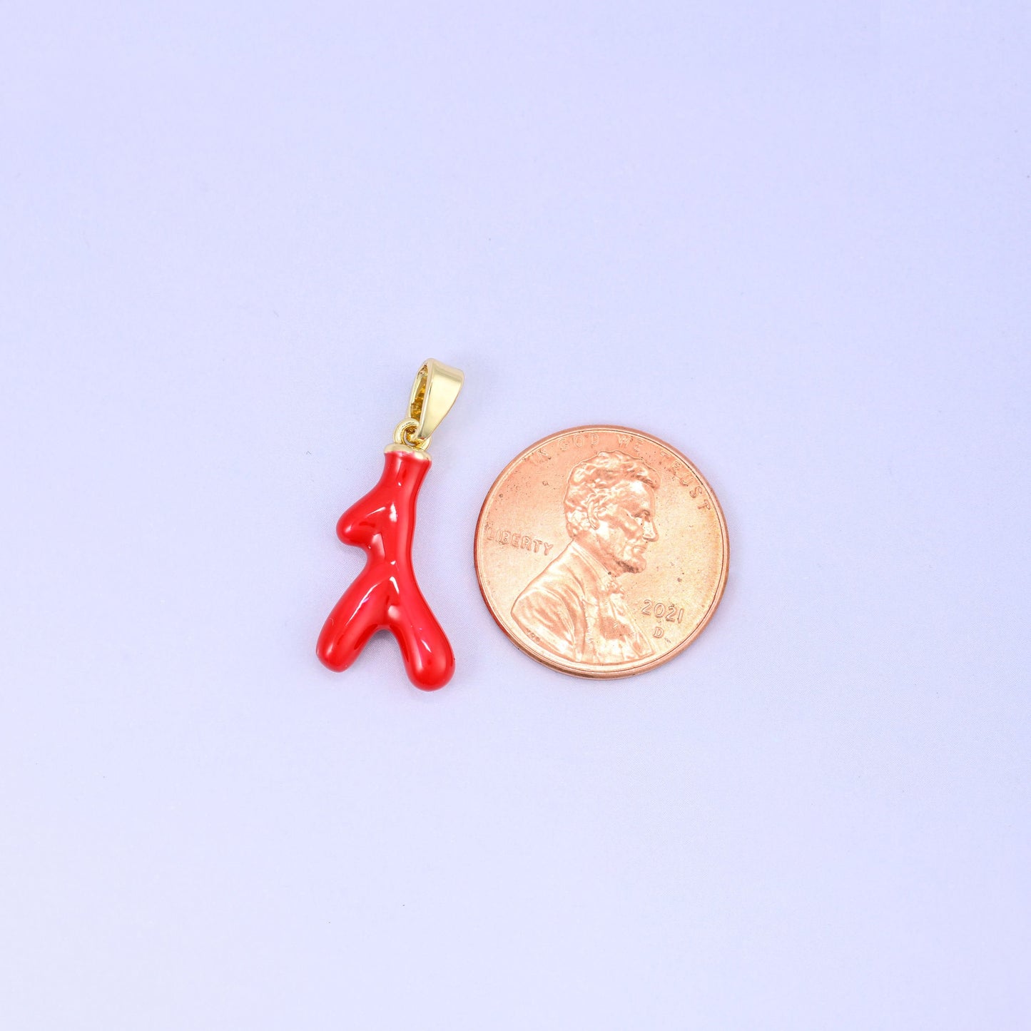 Red Coral Branch Enamel Charms, 3.75mm thick