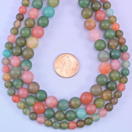 Green Yanyuan Agate Matte Round Beads for jewelry making