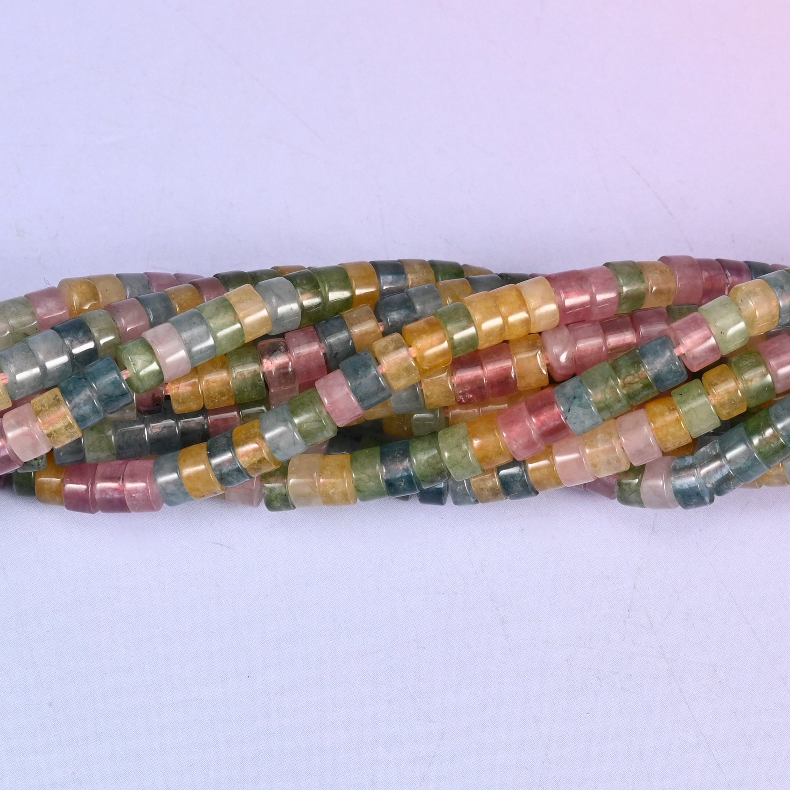 Multicolor Fluorite Smooth Heishi Disc Beads for jewelry making