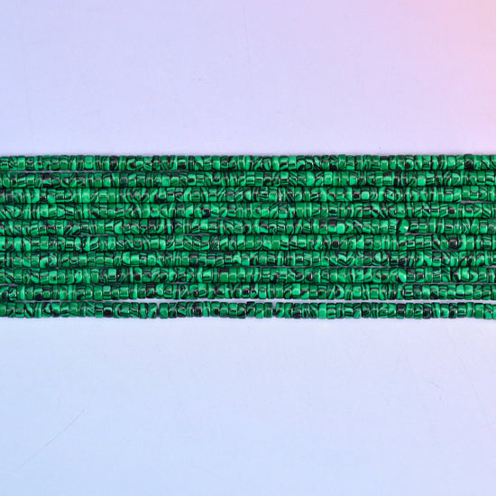 Reconstituted Malachite Smooth Heishi Disc Beads in vivid emerald green
