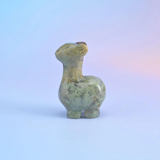 Alpaca carving in a choice of 7 stones including red jasper, tiger eye, sodalite and rose quartz