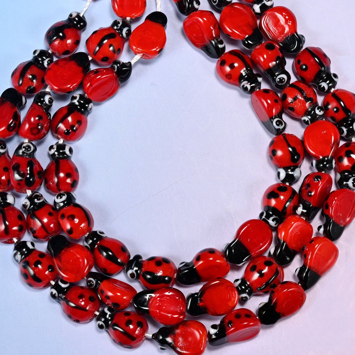 Red Ladybug Glass Beads, drill hole approximately 1.5mm, centre drilled.