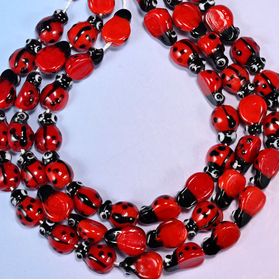Red Ladybug Glass Beads, drill hole approximately 1.5mm, centre drilled.