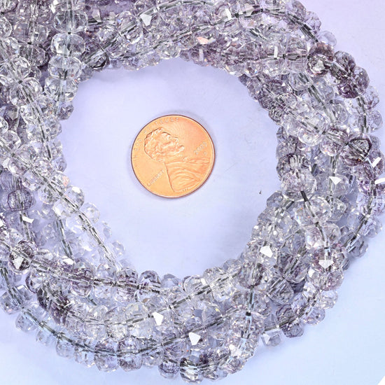 Transparent Light Purple Faceted Rondelle Glass Beads: Size 5x8mm, Jewelry Making Supply