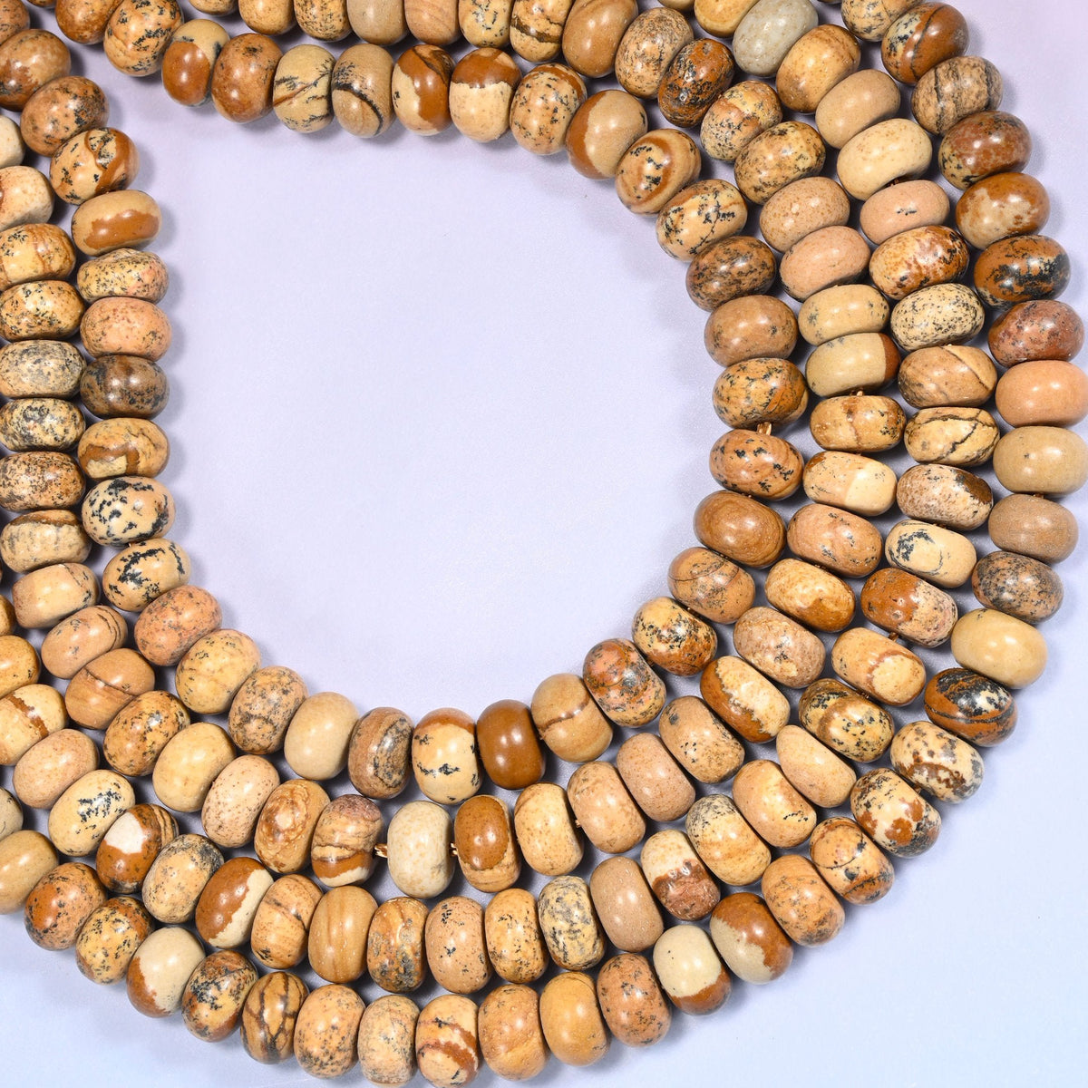 Natural Picture Jasper Rondelle Beads with a large 2.5mm centrally drilled hole.