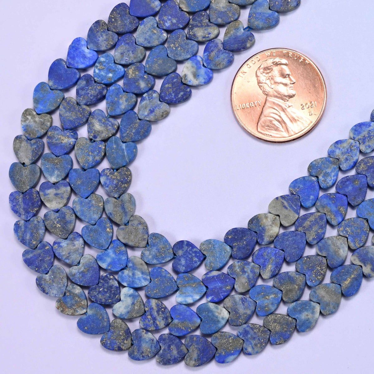 Flat heart cut lapis lazuli beads