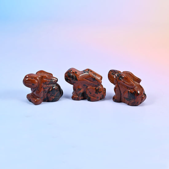 1.5 inch carved stone rabbit figurine, natural stone so veining and colour vary piece to piece