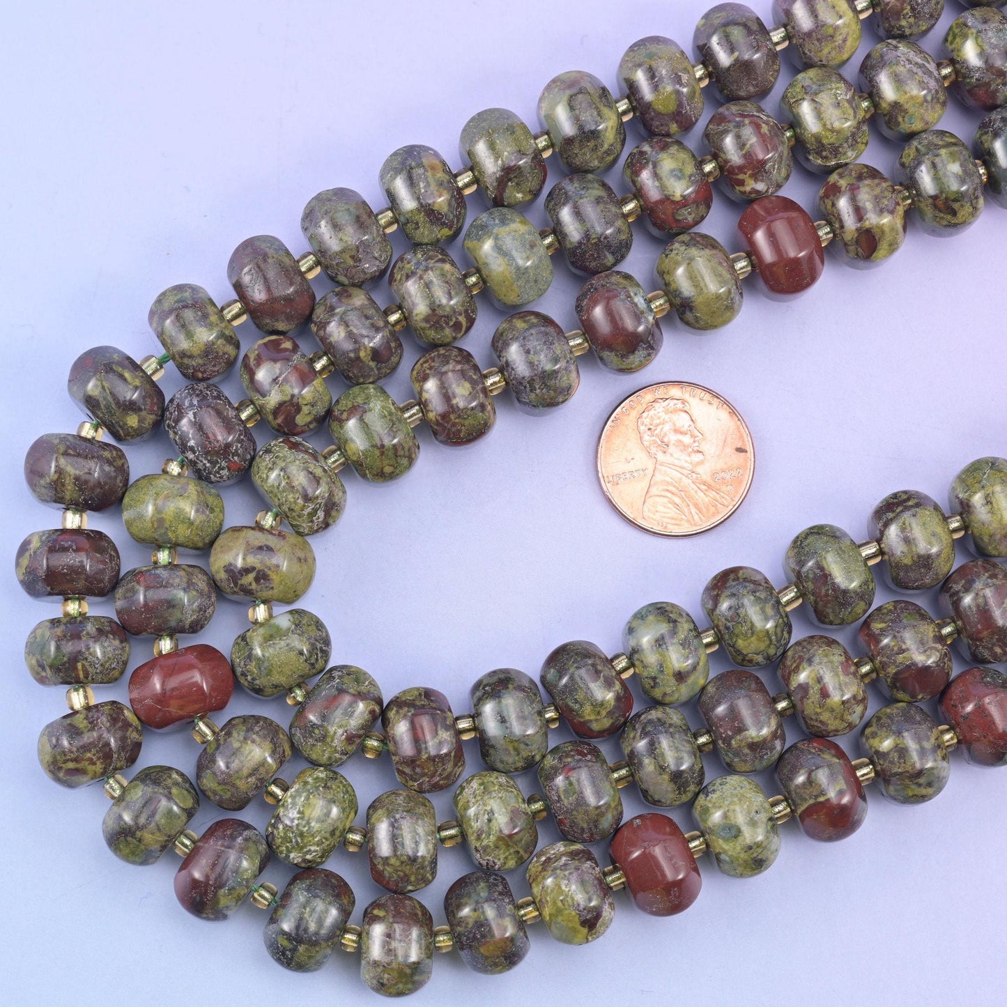 Dragon Bloodstone Pumpkin Rondelle Beads, 15 inch strand