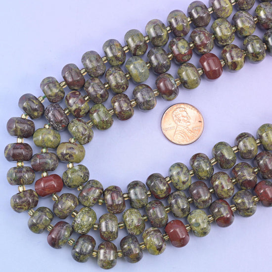 Dragon Bloodstone Pumpkin Rondelle Beads, 15 inch strand