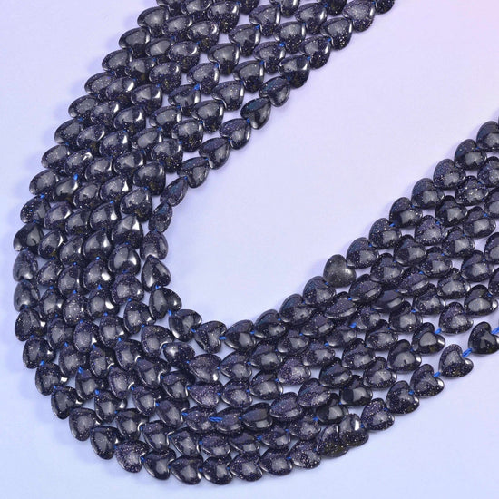 Blue Sandstone Heart Beads 6mm, hole approximately 0.8mm, centre drilled