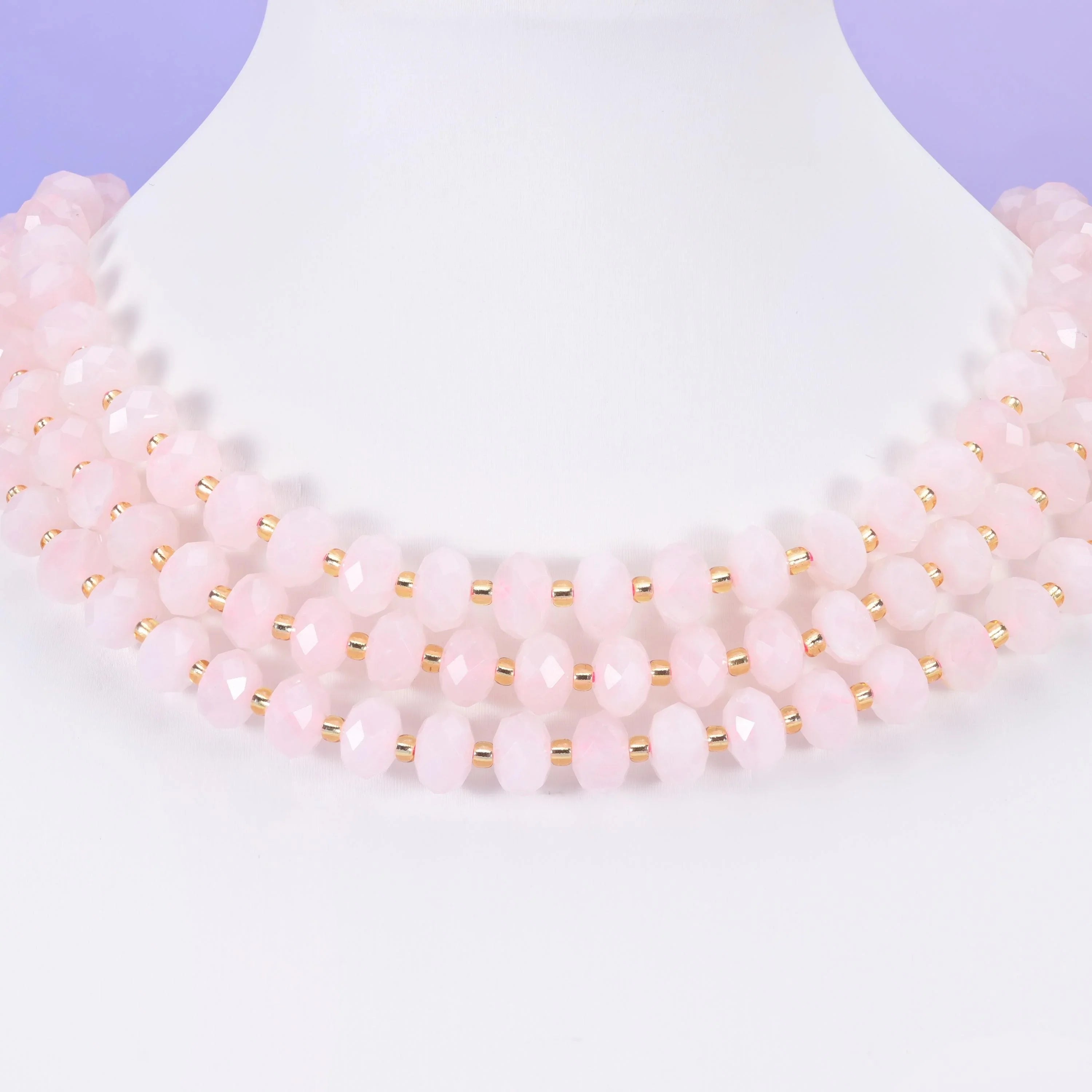 Rose Quartz beads, faceted rondelle, 6x10mm