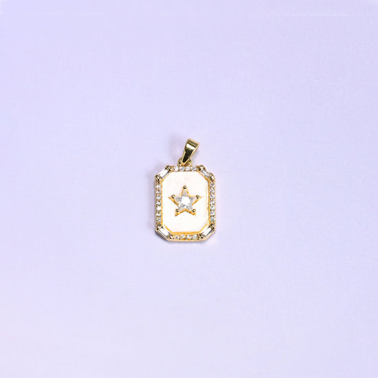 Rectangle Star Zircon Charms: 18K Gold Filled Pendants, Jewelry Making Supply