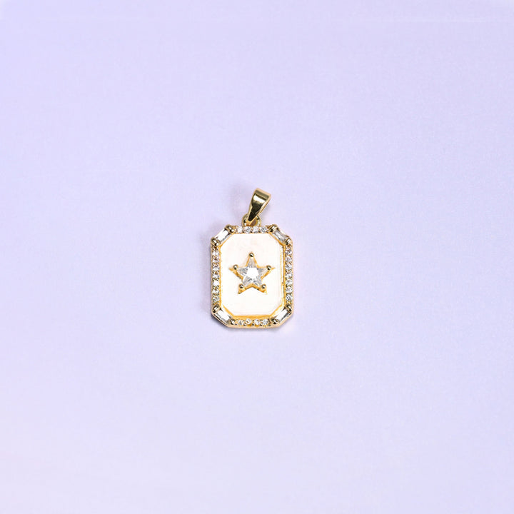 Rectangle Star Zircon Charms: 18K Gold Filled Plated, Jewelry Making Supply