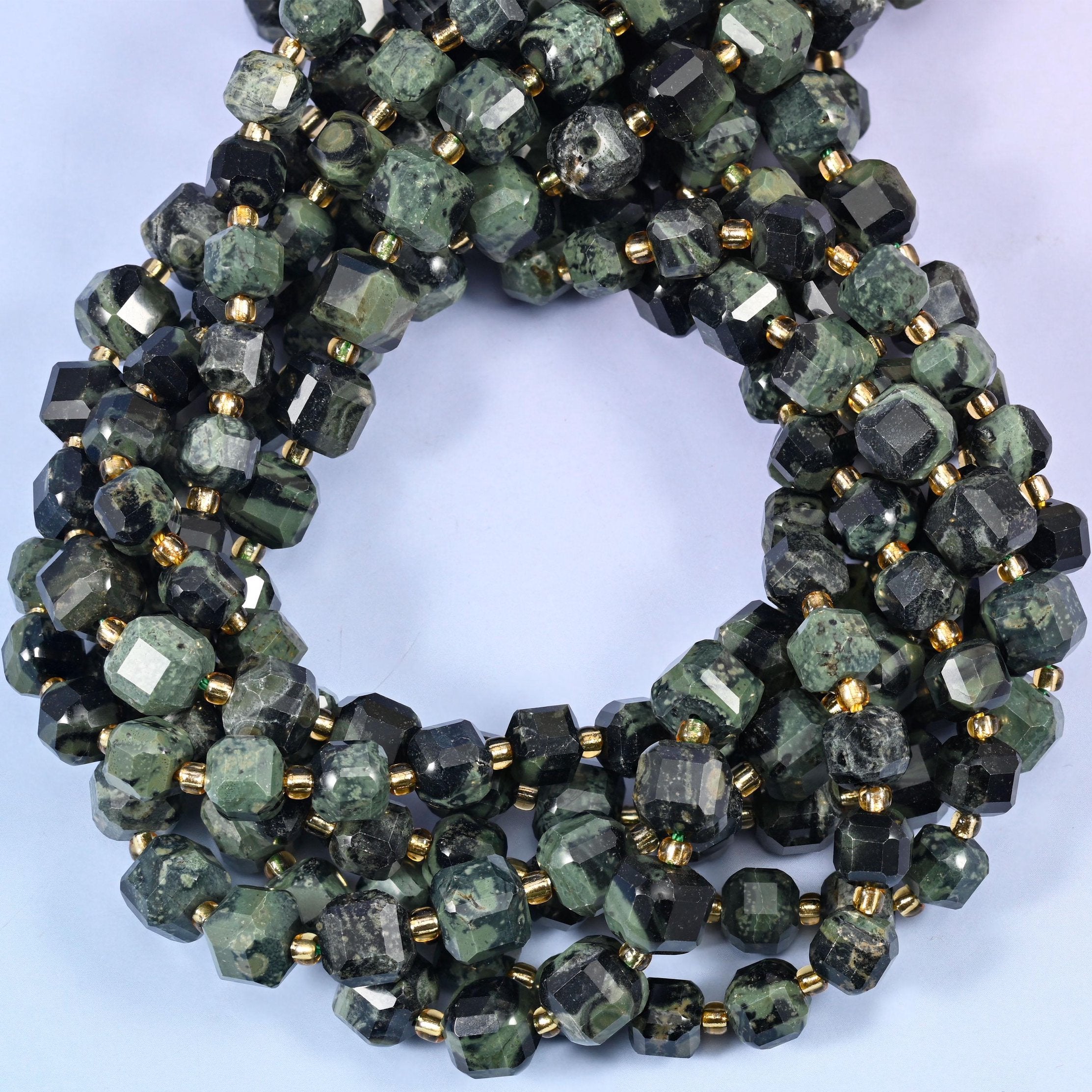 Kambaba Jasper Faceted Cube Beads for jewellery making