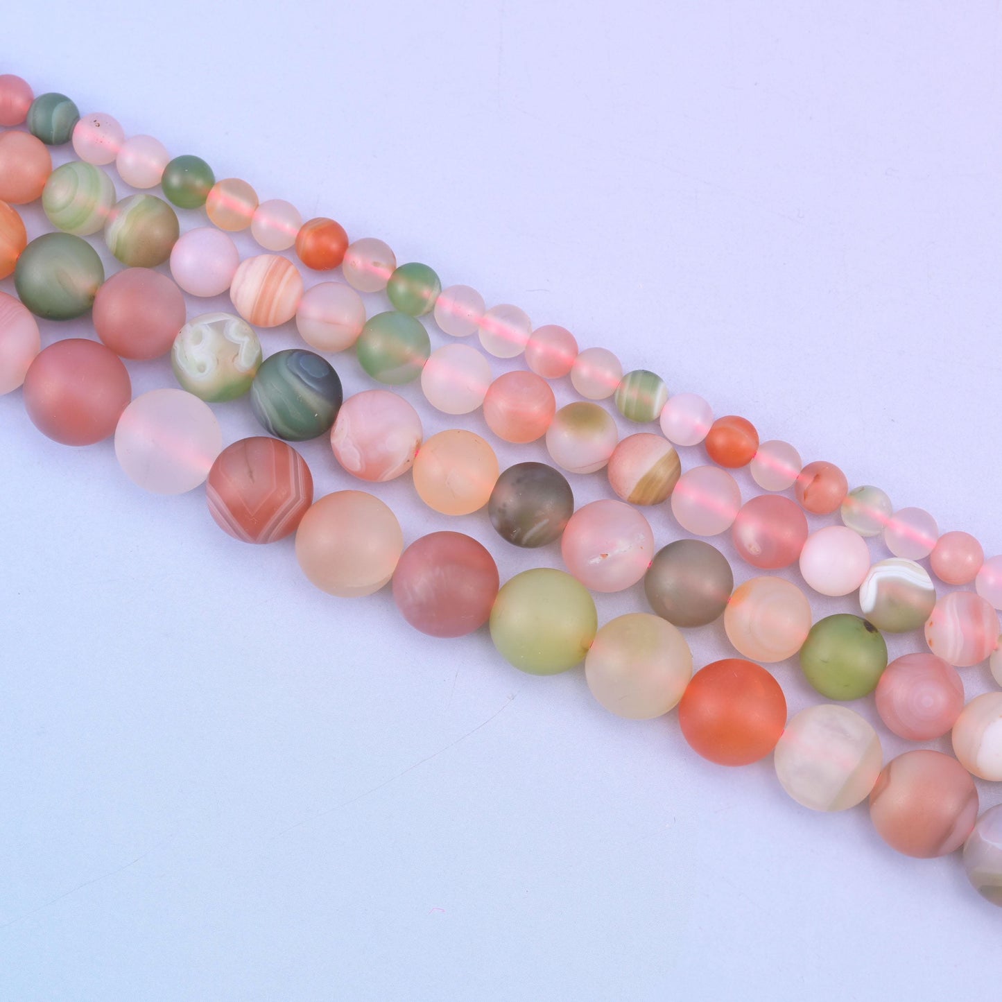 Multi-Color Yanyuan Agate Matte Round Beads, 14 Inch Strand