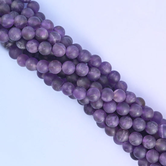 Amethyst Matte Frosted Round Beads 4mm 6mm 8mm 10mm, 4mm approximately 85 beads / 6mm approximately 60 beads / 8mm approximately 46 beads / 10mm approximately 38 beads