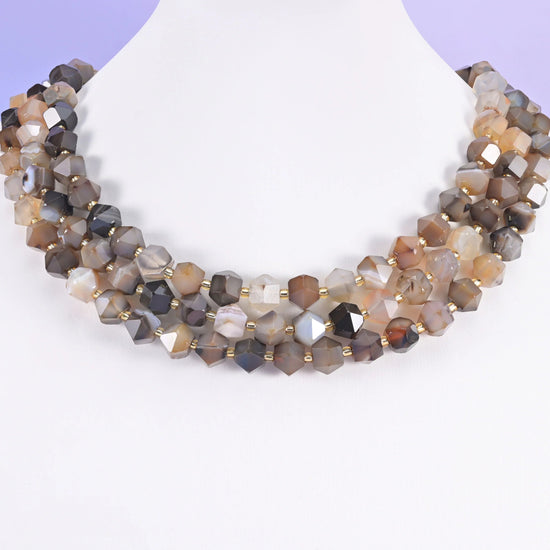 Faceted eight-sided diamond rhombus beads, sold per 15.5 inch strand