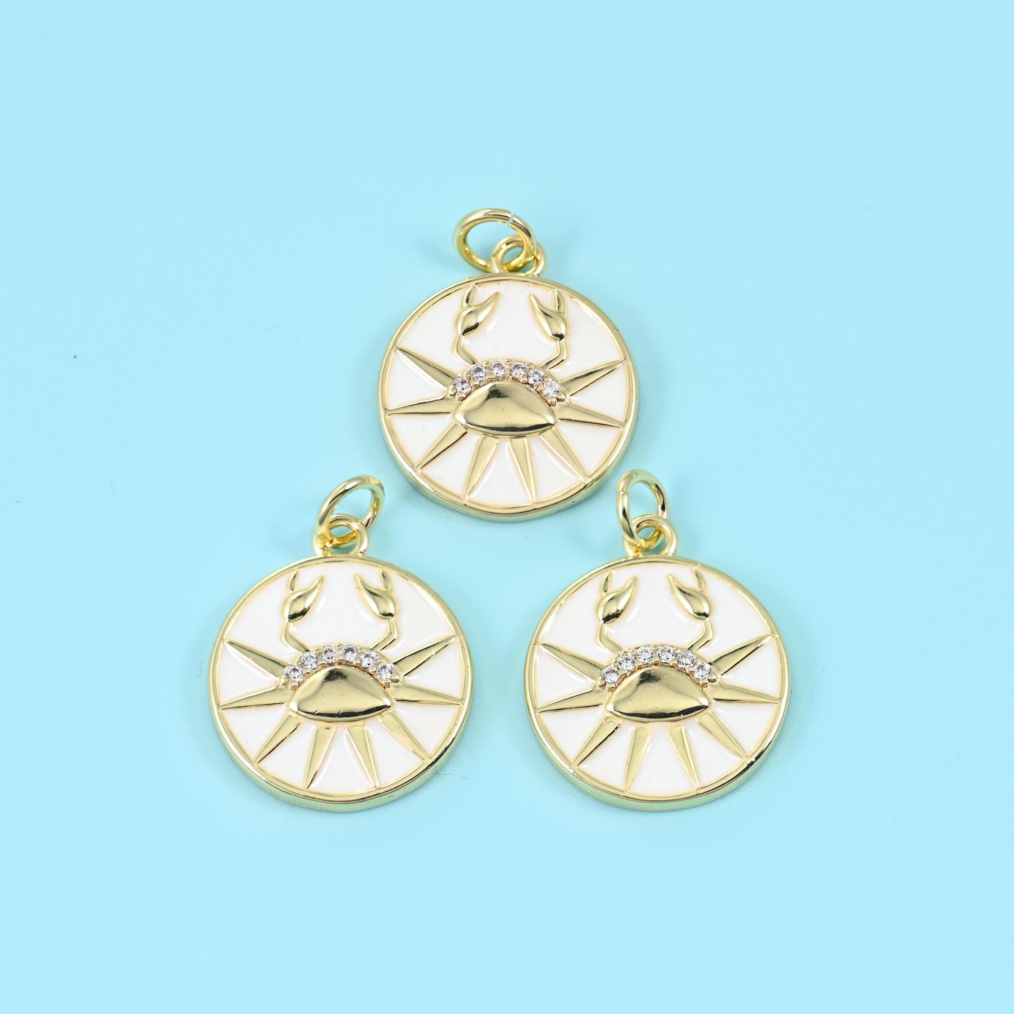 14K Gold Filled Enamel Zodiac Sign Charm 15mm