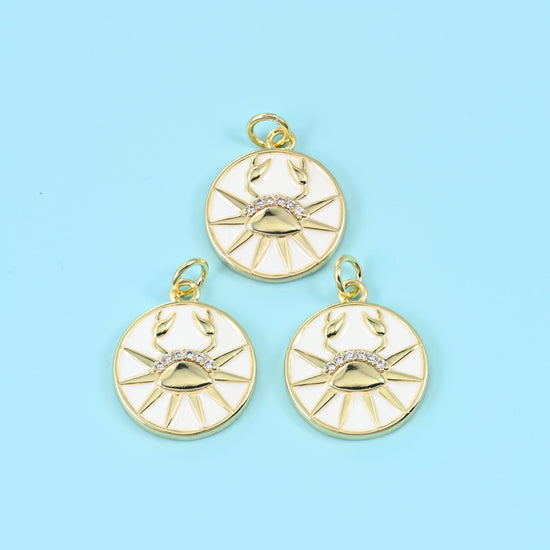 14K Gold Filled Enamel Zodiac Sign Charm 15mm