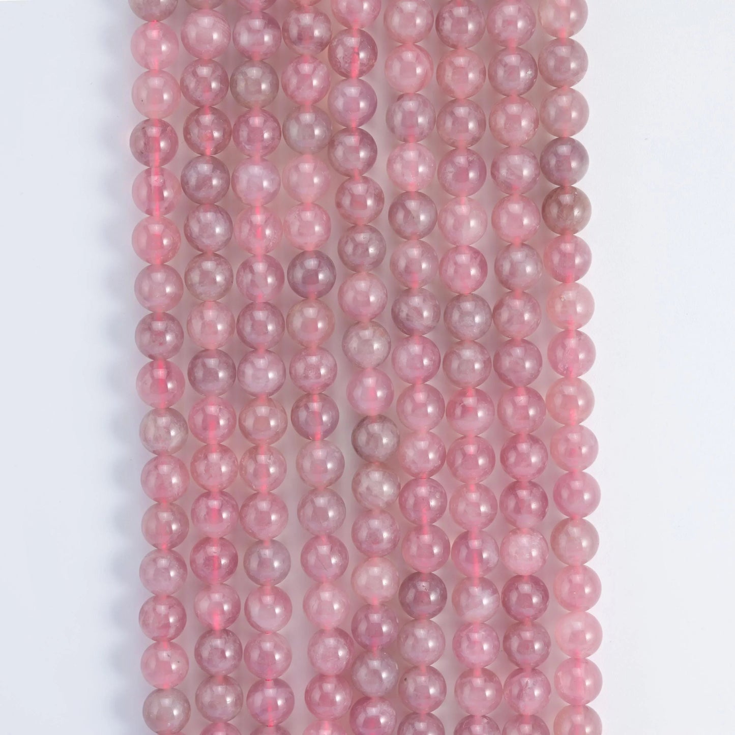 Madagascar Purple Rose Quartz round beads, 15.5 inch strand.