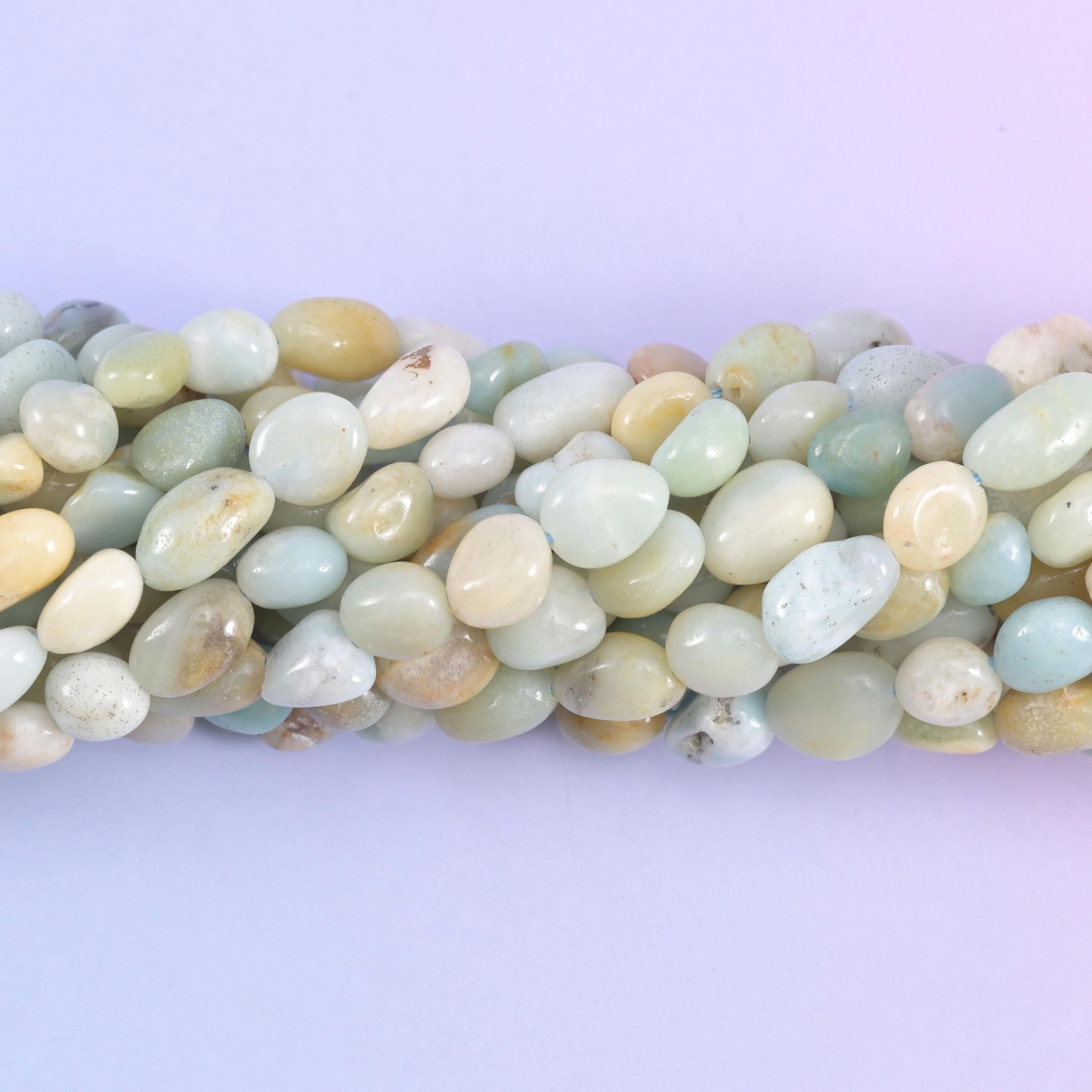 Tumbled pebble nugget cut Amazonite beads