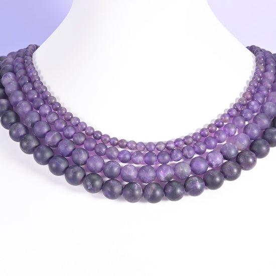 Amethyst beads, matte round, 4mm, 6mm, 8mm, 10mm