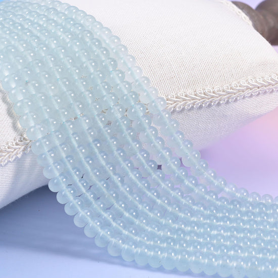 Baby Blue Dyed Jade Smooth Rondelle Beads 5x8mm