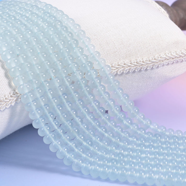 Baby Blue Dyed Jade Smooth Rondelle Beads 5x8mm